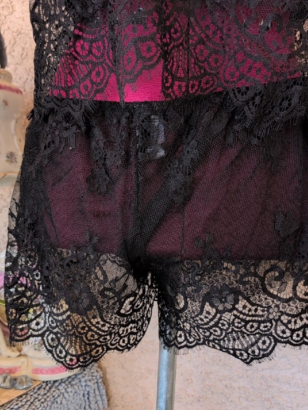 2 Pc lingerie By In Bloom Sz M Sheer Lace Cami &  Bottoms- Black - Picture 3 of 10